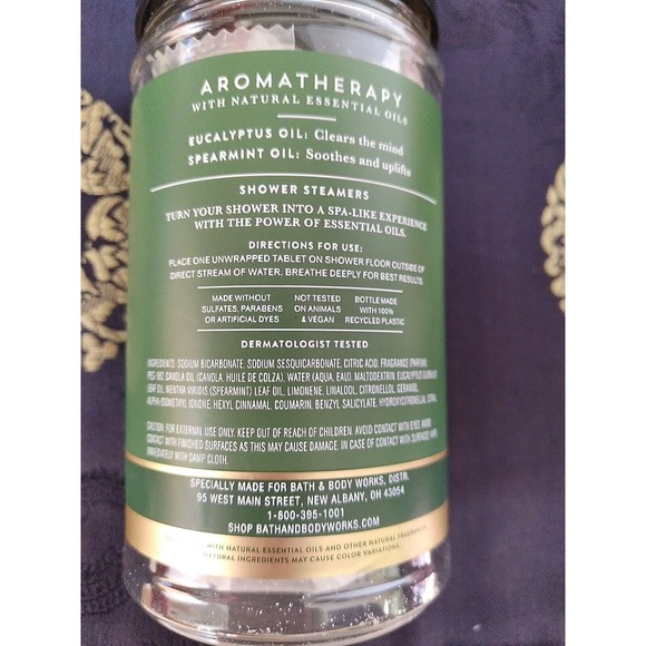 Aromatherapy Spa Shower Steamers EUCALYPTUS + SPEARMINT Ess. Oils 4.8 oz B&BWks - Picture 4 of 5